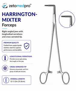 HARRINGTON MIX(T)ER Pince à mâchoires coudées à dents longitudinales et pointe à dents croisées, longueur totale 12-1/2 po (31,8 cm) ZETOMEDPRO - Product Image 3
