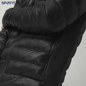 Veste matelassée à capuche pour homme, rembourrage en duvet, fermeture éclair, vêtements d'extérieur décontractés pour l'hiver, coupe classique, couleur unie - Product Image 6