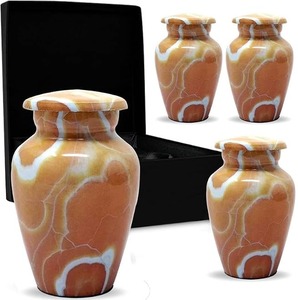 Urne funéraire de haute qualité, motif marbre brun, pour adultes, durable, magnifique petite urne souvenir. - Product Image 1