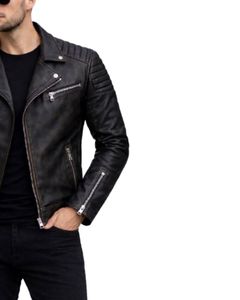 เสื้อแจ็คเก็ตหนังผู้ชาย 100% PU หนังเทียม สำหรับฤดูหนาว แขนยาวเต็มตัว แบบลำลอง สีพื้น ย้อมสีธรรมชาติ เป็นมิตรกับสิ่งแวดล้อม ระบายอากาศได้ดี บริการ OEM - Product Image 3