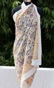 Sarong en coton à imprimé floral bio, fait main, imprimé au bloc indien, paréo de plage pour femme, magnifique écharpe d'été - Product Image 4