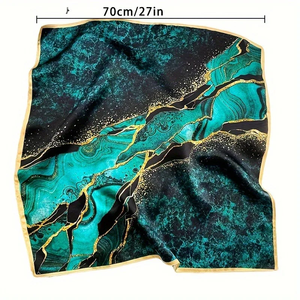 Pañuelo de Seda Cuadrado de 70cm en Blanco y Negro para Mujer, Elegante y Duradero para las Cuatro Estaciones, con Detalles en Dorado Ámbar, Accesorio de Moda - Product Image 2