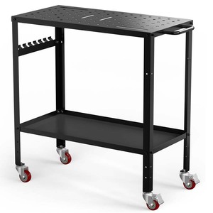 Heavy Duty Steel 3-Tier Layers <b>Tool</b> Cart Pegboard 1 Drawer Industrial <b>Cabinet</b> 300kg Capacity Keyed Lock Wheels 3-Year Warranty - Product Image 1