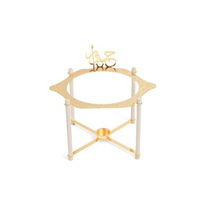 Plato de Vidrio para Servir Alimentos con Acabado Dorado de Primera Calidad, Estilo Árabe, con Base de Metal Dorado, Tazón Decorativo para Hospitalidad en Ramadán - Product Image 4