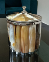 Seau à glace artisanal écologique avec incrustation de corne, intérieur en acier inoxydable, capacité 5L, motif floral, luxe moderne, pour fêtes et bars