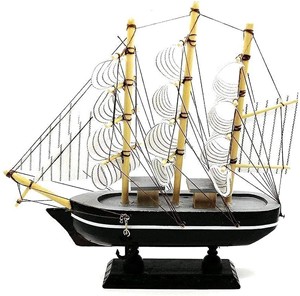 Modèle de bateau à voile en bois vintage, objet décoratif nautique pour la maison, le bureau, le salon, la décoration de table - Product Image 2