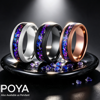 Bagues en carbure de tungstène avec incrustation d'opale concassée Galaxy, finition sablée, alliance multicolore pour hommes et femmes, bijoux en gros