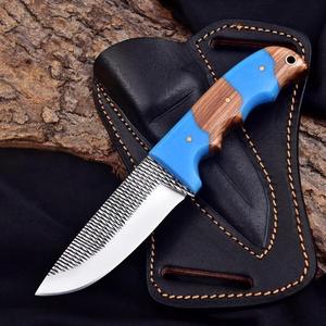 Cuchillo de caza y desollado estilo vaquero occidental hecho a mano Nordic Forge de 9 pulgadas, hoja raspada personalizada con punta caída, grado industrial, madera de olivo azul - Product Image 6