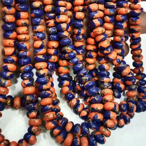 Perles rondes lisses de 8 mm en cornaline de Mohave naturelle, lapis-lazuli bleu et turquoise cuivrée - Product Image 3