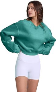 เสื้อสเวตเชิ้ตออกกำลังกายคอสูงแขนยาวสำหรับผู้หญิง สไตล์วินเทจฟอกสี เสื้อโอเวอร์ไซส์สำหรับผู้หญิง - Product Image 6