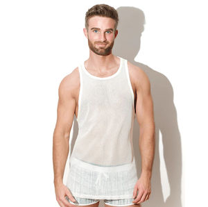 Vente flash - Débardeur sans manches pour homme, en maille respirante, transparent, sexy et décontracté - Product Image 2