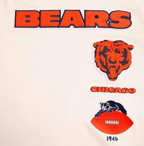 T-shirt crème des Chicago Bears avec broderie rouge et logo mascotte, broderie machine, matière coton - Product Image 5