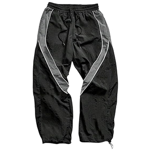 กางเกงกันลมไนลอนสำหรับผู้ชายกางเกงวิ่งออกกำลังกายแบบผูกเชือกเอวยางยืดกางเกงลำลองป้องกันรอยยับออกแบบโลโก้ได้ตามต้องการ - Product Image 1