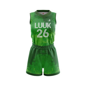 Tenues de basketball personnalisées sublimées sans manches à col en V pour filles, grandes tailles, respirantes, anti-humidité, 100 % polyester, ensembles OEM ODM - Product Image 4