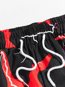 Men's Shorts <b>Black</b> Red Lightning Print Quick Dry <b>Board</b> Shorts Drawstring Elastic Waist Casual Woven Polyester Short Length - Product Image 6