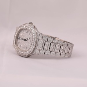 Reloj de Lujo de Acero Inoxidable con Incrustaciones de Moissanita y Diamantes Redondos, Estilo Hip Hop, para Hombre y Mujer, India - Product Image 3