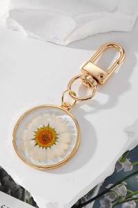 Custom Handmade Epoxy Resin <b>Key</b> Ring with Dried Flowers Glitter Personalized Gift for Women and Girls - Product Image 4