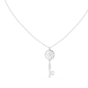 UNIQUE KEY LAB GROWN DIAMOND <b>PENDANT</b> SET 18KT <b>SOLID</b> WHITE <b>GOLD</b> RHODIUM PLATED ENGAGEMENT PARTY VALENTINE GIFT CERTIFIED GLAM - Product Image 1