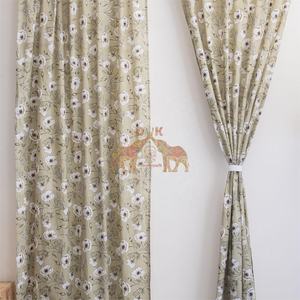 Cortinas de Algodón con Diseño Floral Estampado a Mano en India para Sala de Estar, Comedor, Dormitorio, Juego de Cortinas para Ventana - Product Image 5
