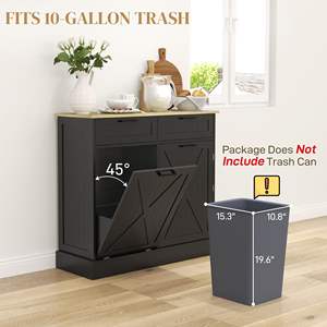 Gabinete de Cocina Estilo Rústico de 10 Galones con Cubo de Basura Oculto, 2 Cajones con Diseño Abatible en Negro para Fácil Acceso - Product Image 5