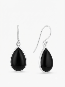 Boucles d'oreilles tendance en argent sterling 925 avec pierre précieuse onyx noir naturel en forme de goutte d'eau pour femmes, bijoux fins personnalisés - Product Image 3