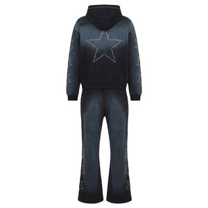 2 Piece <b>Set</b> Custom logo Vintage Fleece Acid Washed Hoodie and Jogger Heavyweight Streetwear Tracksuit Hoodie and <b>Sweatpants</b> <b>Sets</b> - Product Image 2