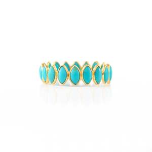 18K Yellow Gold <b>Turquoise</b> Eternity Band-Resizable Wedding <b>Ring</b> - Product Image 5