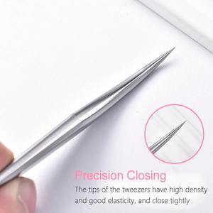 Pinzas para Pestañas Plateadas, Pinzas Profesionales para Extensiones de Pestañas, Herramientas de Maquillaje, Pinzas de Volumen, Pinzas de Acero Inoxidable para Pestañas - Product Image 2