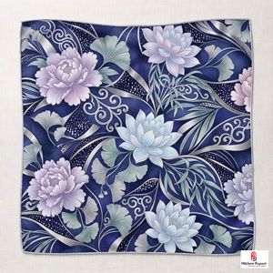 Premium Womens Printed <b>Silk</b> <b>Scarf</b> Lightweight <b>Square</b> Headscarf Custom Design OEM ODM Manufacturer Madeira Custom Fabric - Product Image 3