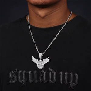 Colgante de Plata de Ley 925 con Diamantes de Moissanita de Alta Calidad, Estilo Águila, Personalizado con Letras, para Hombre y Mujer - Product Image 1