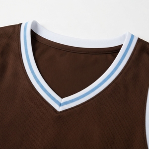 Camiseta de baloncesto personalizada, malla marrón, sin mangas, estampado sublimado, nombre del equipo, unisex, para adultos, corte regular, cuello redondo - Product Image 4