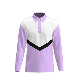 Polo de Manga Larga para Hombre, Diseño Color Block, Corte Regular, Estilo Casual, Tejido, Patrón Sólido, Morado, Blanco, Negro - Product Image 2
