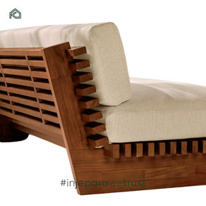 Sofá de 3 Plazas para Exteriores, Moderno, Resistente, de Madera de Teca Sólida, Hecho a Mano, Ecológico, Cómodo y Resistente a la Decoloración, Modelo Alex - Product Image 3