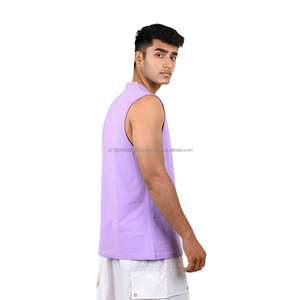 Débardeur sans manches pour homme en coton doux lavande, chemise sans manches d'été, style minimaliste décontracté streetwear, débardeur OEM et logo personnalisé - Product Image 3