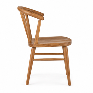 Silla de Comedor de Madera de Teca Sólida, Ecológica, Impermeable y Duradera, con Respaldo en Forma de Herradura, Asiento Tipo Silla de Montar, Diseño Escandinavo Moderno y Estable para el Hogar - Product Image 2