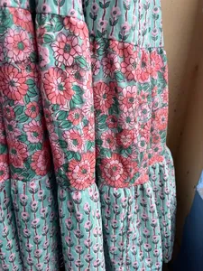 Robe maxi décontractée pour femmes, écologique, 100% coton, avec imprimé floral, col halter, manches longues, poches à volants, taille plus - Product Image 3