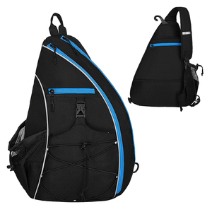 Crossbody Nylon Sport <b>Backpack</b> With Zipper Closure <b>Water</b> <b>Resistant</b> Black Bag For Outdoor Activities - Product Image 3