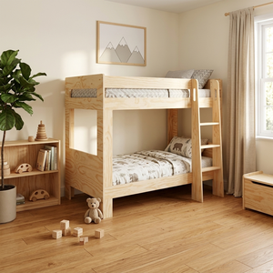 DISICO <b>Solid</b> <b>Wood</b> Twin <b>Bunk</b> <b>Bed</b> for Kids with Ladder Natural Color Rustic Design - Product Image 6