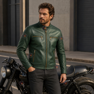 custom genuine leather motorcycle jacket premium biker street riding motocross racing cycling motorbike apparel wholesale - Product Image 2