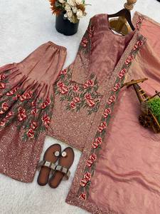 <b>Presenting</b> New <b>Eid</b> Collection In Pure Silk With Heavy Embroidery Sequence Work Top-Bottom And Dupatta Set Fully Stitched - Product Image 5