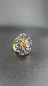 Anillo de cóctel de lujo chapado en rodio de plata 925 ajustable con flor rosa y roja para compromiso y boda |   Proveedor de Joyería de Moda India | - Product Image 3