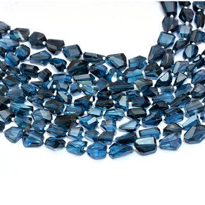 Topaze bleue AAA 9x11mm-11x14mm, pépites facettées naturelles, taille London, pierres précieuses rares, perles taillées à la main pour bijoux - Product Image 3