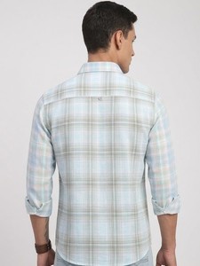 เสื้อเชิ้ตลายสก๊อตแขนยาวสำหรับผู้ชาย ยี่ห้อ Enovate ปกคอปกแบบพับได้ ติดกระดุมสองแถว ผ้าฝ้ายทอระบายอากาศ ใส่ได้ในฤดูร้อน - Product Image 3