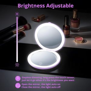 Specchio per il Trucco LED Portatile Compatto da Viaggio con Grandi Luci LED da 4,8 Pollici Ingrandimento 1x/20x per Ritocco - Product Image 3