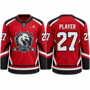 Jersey de Hockey sobre Hielo Personalizado Blackthorn, Rojo Sublimado, Manga Larga, Cuello en V, Uniforme de Equipo con Capucha, Absorbe la Humedad, para Hombre - Product Image 2