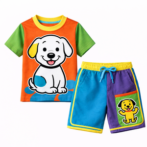 Conjunto de Verano de Dos Piezas para Niños, Camiseta de Algodón y Pantalones Cortos, Ropa Casual Transpirable, Talla Personalizada, Opciones de Compra al por Mayor - Product Image 4