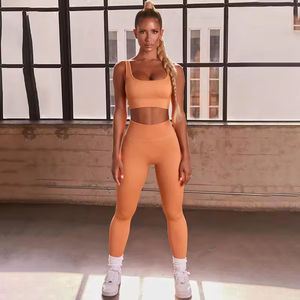 Conjunto de Yoga para Mujer, Superventas, Alta Calidad, Diseño Sólido, Cintura Elástica, 2 Piezas, Resistente al Agua, para Adultos - Product Image 1