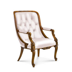 Fauteuil d'appoint classique européen antique rembourré pour salon et chambre, en bois de mahogany massif, fait main, luxe pour la maison et l'hôtel - Product Image 1