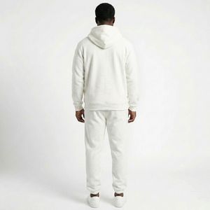 Hoodie à capuche blanc pour homme, fabriqué directement en usine, unisexe, couleur unie, 100% coton molletonné, pull-over pour homme - Product Image 2