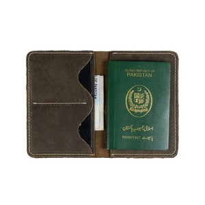 Vintage Brown Genuine Leather Dual Passport Holder Sleeve Slim Travel Ticket Organizer Case Document Wallet <b>Protector</b> <b>Card</b> Slots - Product Image 6